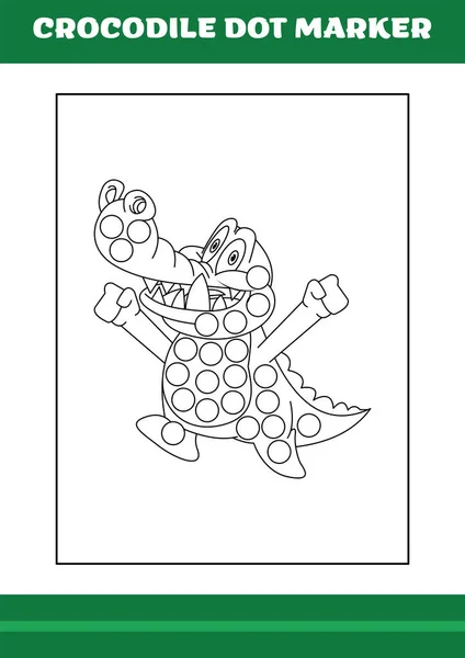 Education Dot Marker Children Crocodile Dot Marker Coloring Page Kids - Stok Vektor