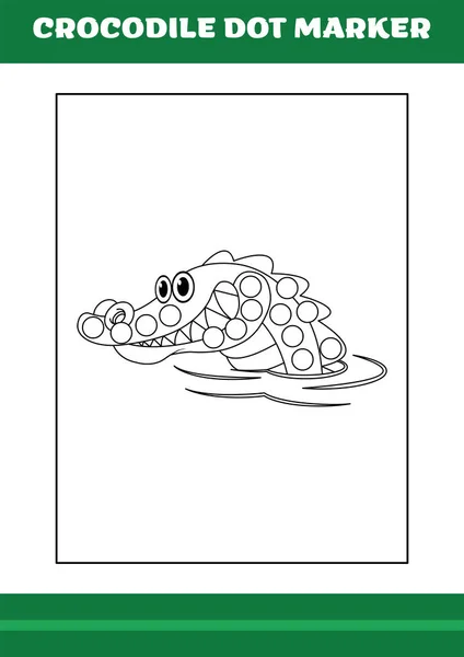 Education Dot Marker Children Crocodile Dot Marker Coloring Page Kids — Image vectorielle