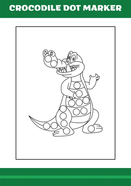 Education Dot Marker Children Crocodile Dot Marker Coloring Page Kids - Stok Vektor