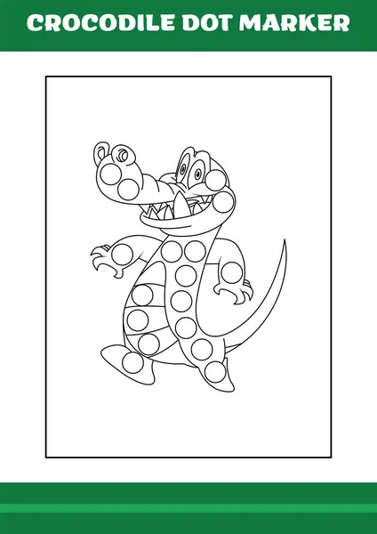 Education Dot Marker Children Crocodile Dot Marker Coloring Page Kids — Stock Vector