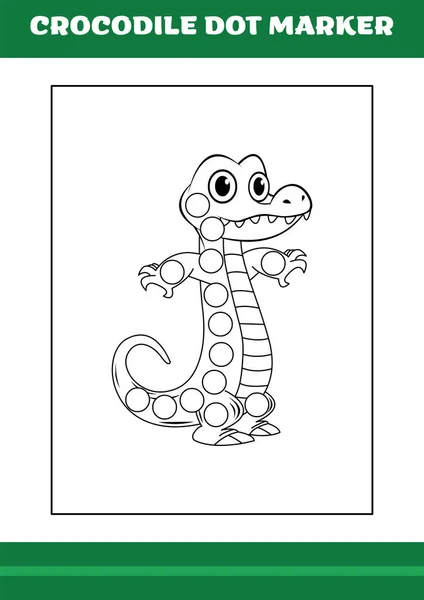 Education Dot Marker Children Crocodile Dot Marker Coloring Page Kids — Stockový vektor