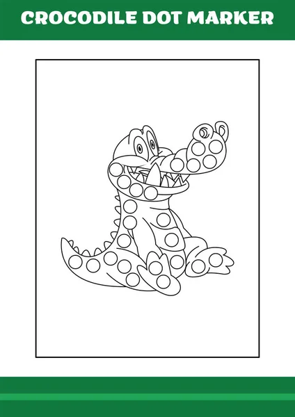 Education Dot Marker Children Crocodile Dot Marker Coloring Page Kids — Image vectorielle
