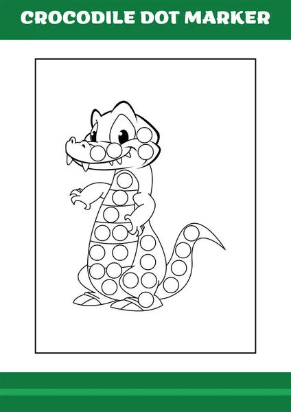 Education Dot Marker Children Crocodile Dot Marker Coloring Page Kids - Stok Vektor