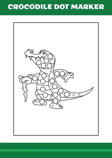 Education Dot Marker Children Crocodile Dot Marker Coloring Page Kids — Stock vektor