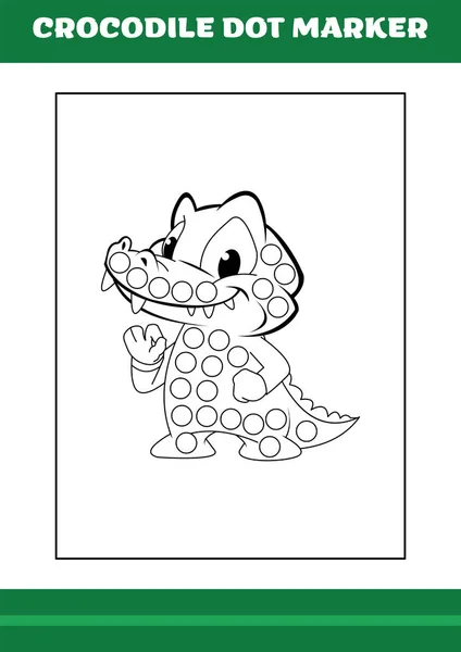 Education Dot Marker Children Crocodile Dot Marker Coloring Page Kids — Stockový vektor