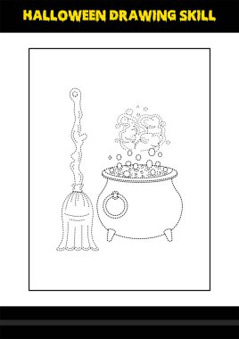 Çocuklar için Cadılar Bayramı çizim yeteneği. Çocuklar için Cadılar Bayramı resim çizim sayfası.
