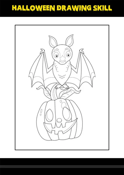 Habilidad Dibujo Halloween Para Niños Dibujo Halloween Para Colorear Página — Vector de stock