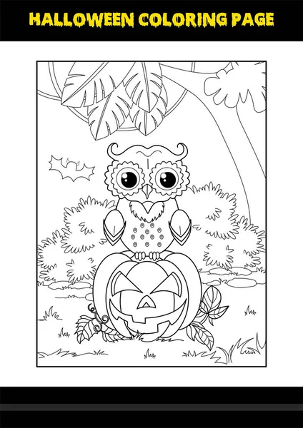 Pagina Colorare Halloween Bambini Linea Arte Disegno Pagina Colorare Bambini — Vettoriale Stock