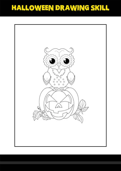 Habilidad Dibujo Halloween Para Niños Dibujo Halloween Para Colorear Página — Vector de stock