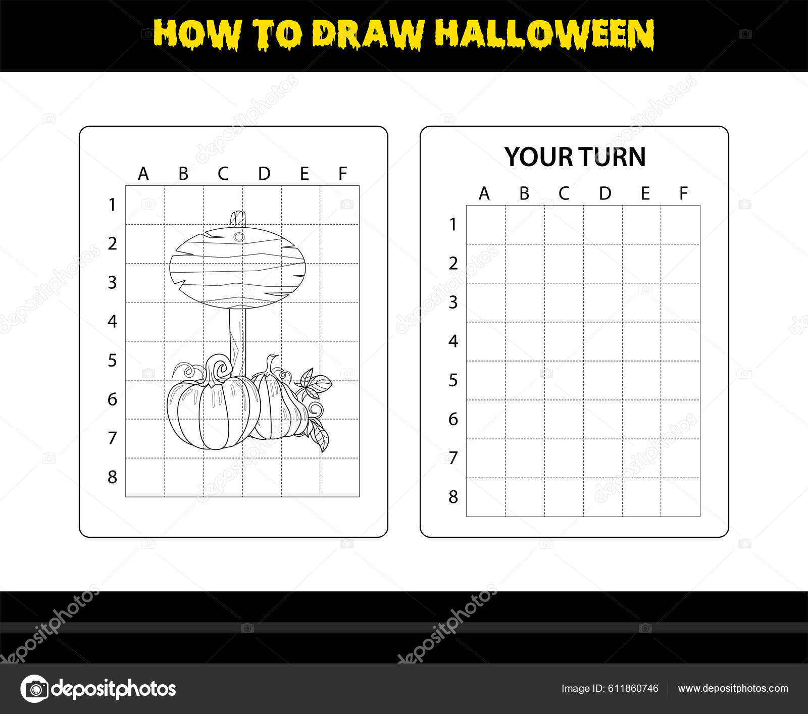 Cómo Dibujar Halloween Para Niños Dibujo Halloween Para Colorear Página  vector, gráfico vectorial © NipunKundu imagen #611860746