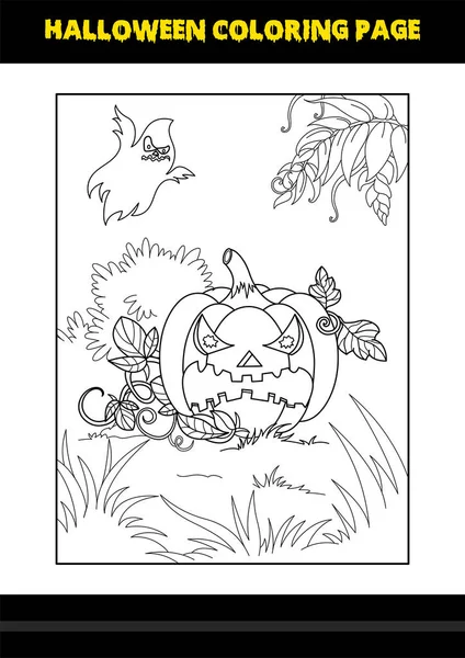 Halloween Coloring Page Kids Line Art Coloring Page Design Kids — Stock Vector