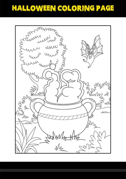 子供のためのハロウィーンの着色ページ 子供のためのラインアートぬりえページデザイン — ストックベクタ