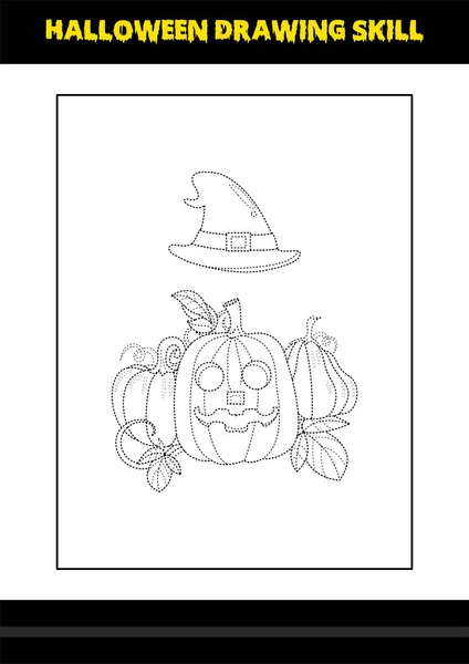 Habilidad Dibujo Halloween Para Niños Dibujo Halloween Para Colorear Página — Vector de stock