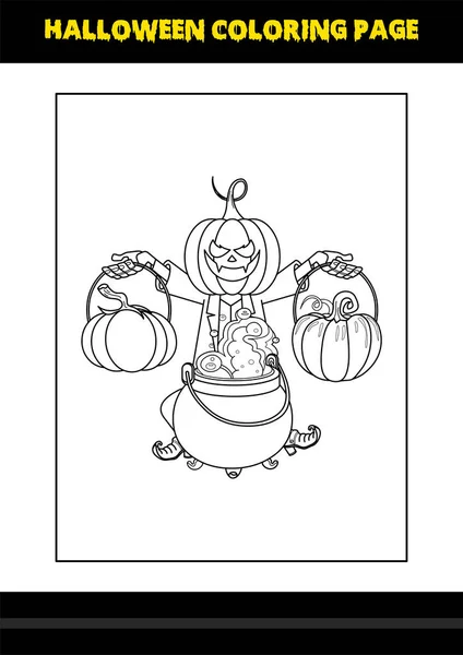 Halloween Malseite Für Kinder Line Art Malvorlagen Für Kinder — Stockvektor