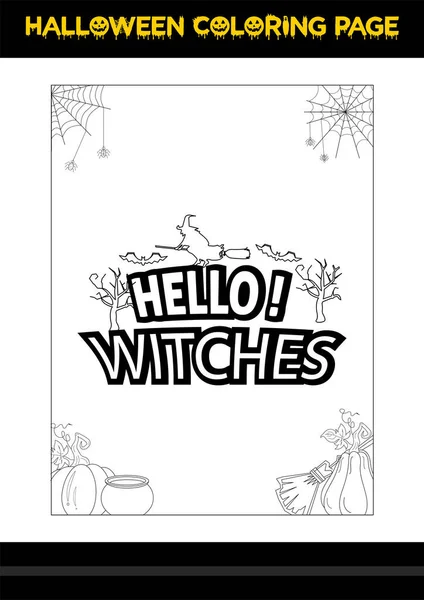 Halloween Quotes Coloring Page Halloween Coloring Page Kids — Vector de stock