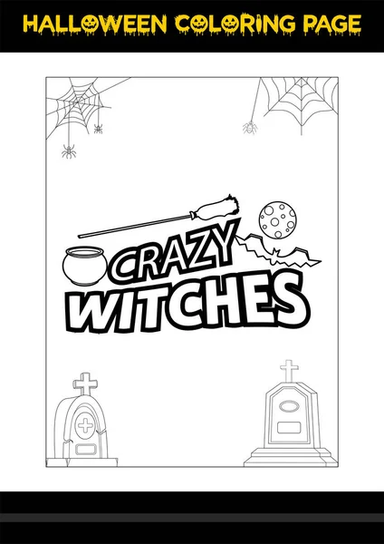 Halloween Quotes Coloring Page Halloween Coloring Page Kids — Vector de stock