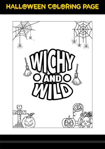 Halloween Quotes Coloring Page Halloween Coloring Page Kids — Vector de stock