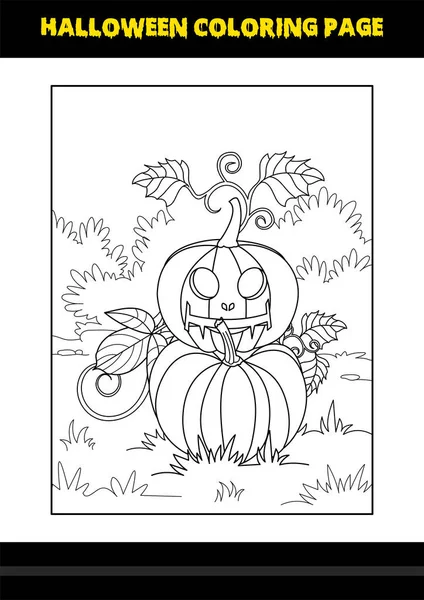 Halloween Coloring Page Kids Line Art Coloring Page Design Kids — Stock Vector