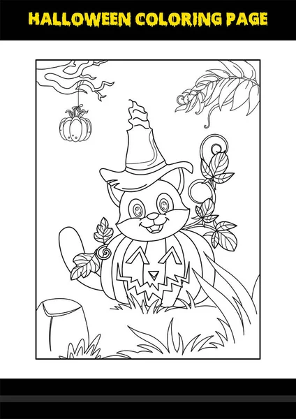 Página Para Colorir Halloween Para Crianças Desenho Página Colorir Arte — Vetor de Stock