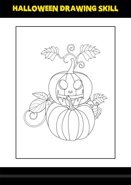 Habilidad Dibujo Halloween Para Niños Dibujo Halloween Para Colorear Página — Vector de stock