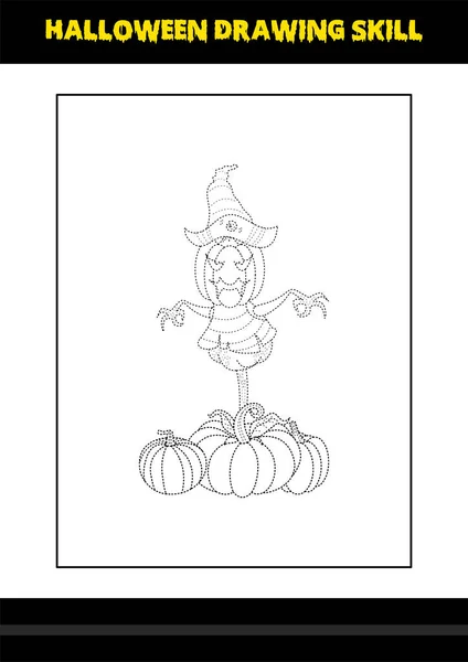 Dessin Halloween Pour Les Enfants Halloween Dessin Compétence Coloriage Page — Image vectorielle