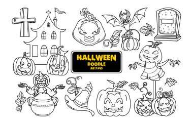 Cadılar Bayramı el çizimi. Şirin Cadılar Bayramı Dijital Damga Ayarları.