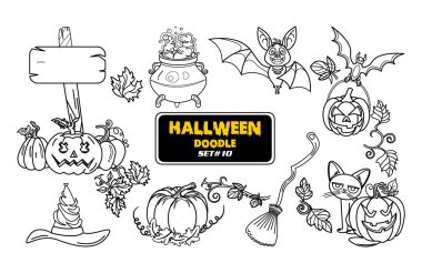 Cadılar Bayramı el çizimi. Şirin Cadılar Bayramı Dijital Damga Ayarları.