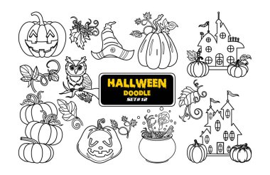 Cadılar Bayramı el çizimi. Şirin Cadılar Bayramı Dijital Damga Ayarları.