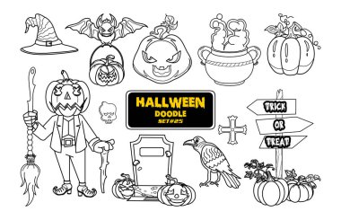 Cadılar Bayramı el çizimi. Şirin Cadılar Bayramı Dijital Damga Ayarları.