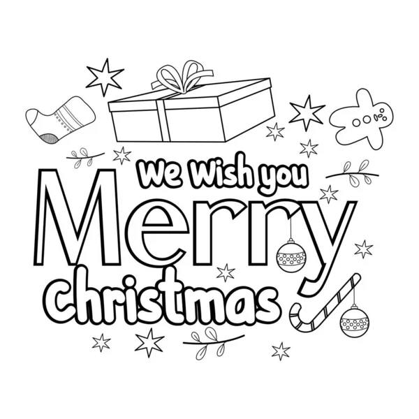 Merry Christmas Coloring Page Christmas Line Art Coloring Page Design — Stock Vector