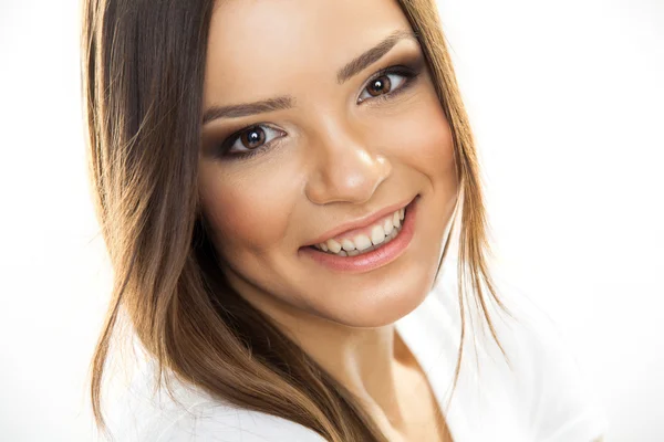 Mooie vrouw gezicht. perfecte toothy glimlach — Stockfoto