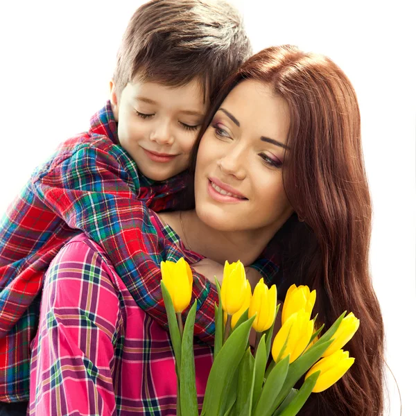 Spring portrait of mother and son on Mothers Day