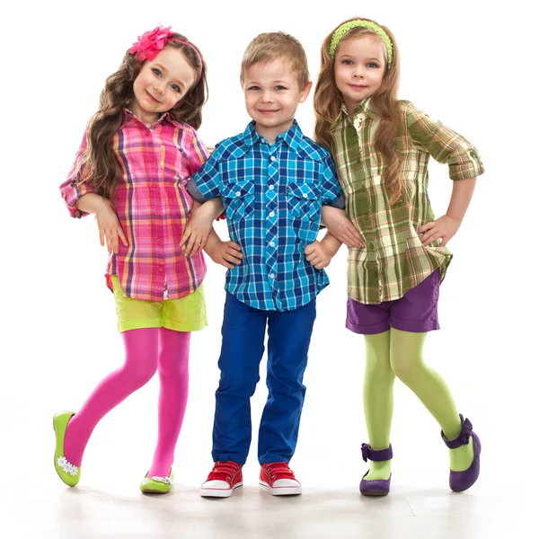 Cute fashion kids are standing together — Stock Photo, Image