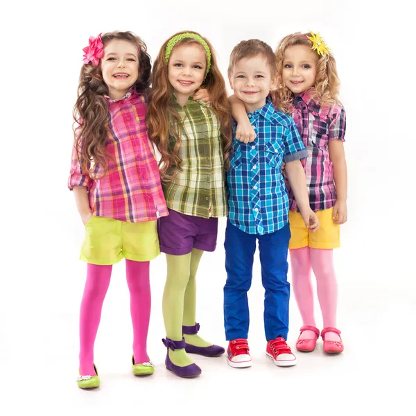 Cute fashion kids are standing together — Stock Photo, Image