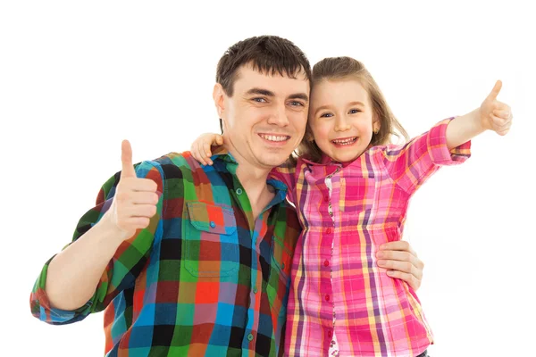 Vater mit Tochter zeigt Daumen hoch — Stockfoto