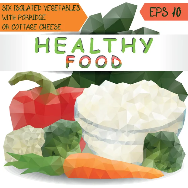 Hälsosam mat med grönsaker och gröt — Stock vektor