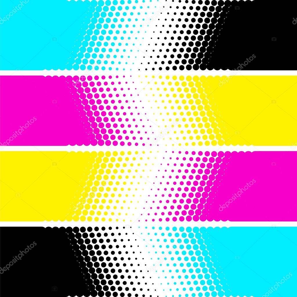 CMYK paint stripes in vector. White background