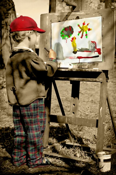 Αγόρι, ζωγραφική — Φωτογραφία Αρχείου