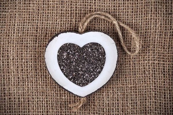 Chia on burlap — Stock Photo, Image