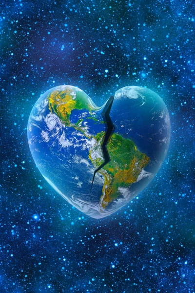 Earth Shape Broken Heart Ecology Environment Concept Elements Image Furnished — Stock Photo, Image