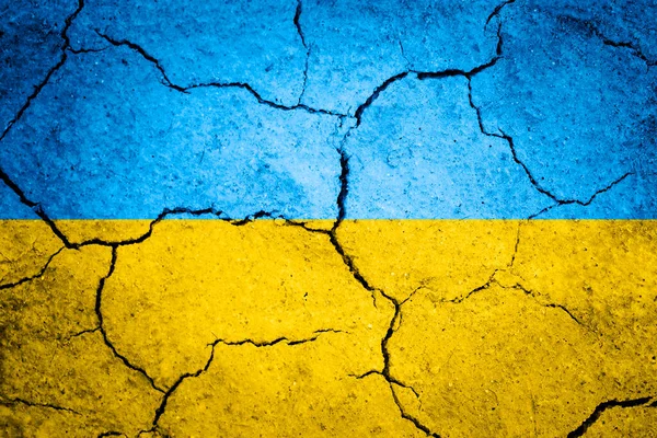 Texturované Pozadí Popraskané Suché Země Tvaru Ukrajinské Vlajky Barvy — Stock fotografie