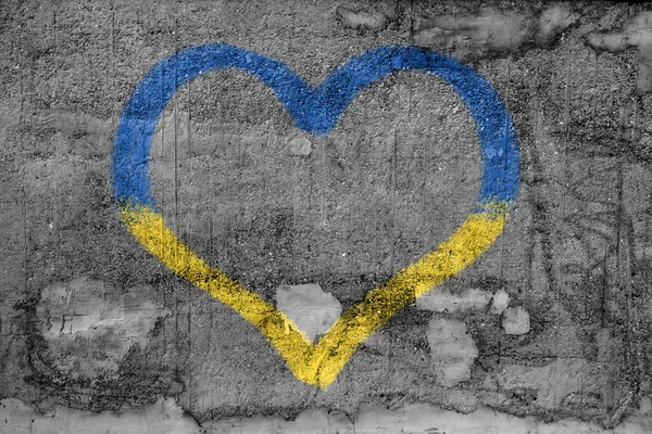 Graffiti Heart Wall Shape Colors Ukrainian Flag — Stock Photo, Image