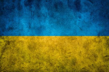 Ukrayna Bayrağının şekil ve renginde kırsal grunge duvar arkaplan dokusu tasarımı.