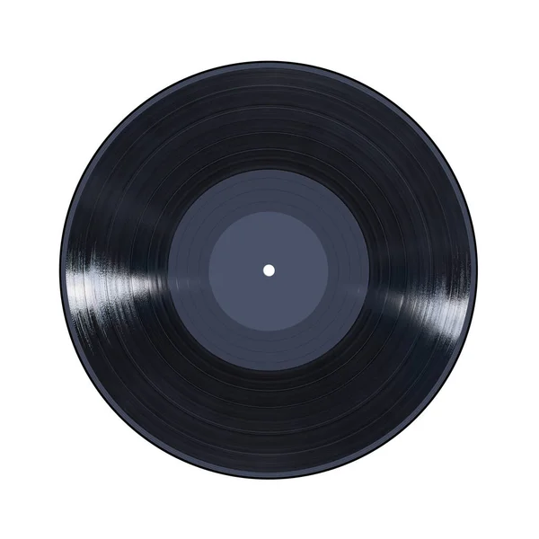 Black Vinyl Record Light Reflections Isolated White Background Blank Empty — Stock Photo, Image