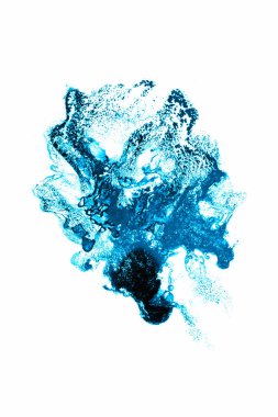 Soyut Mavi suluboya mürekkep lekesi resim 4 beyaz üzerine izole.