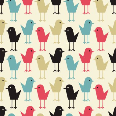 sevimli küçük kuş sorunsuz vektör desen.