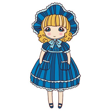 izole küçük sevimli kız vektör çizim.