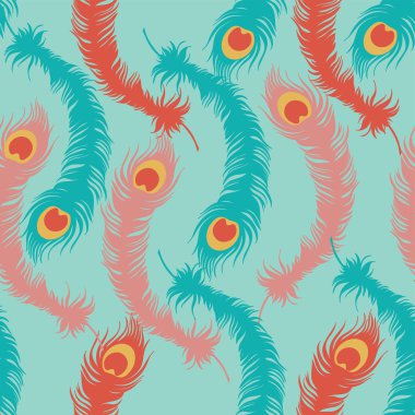 renkli peacock feather sorunsuz vektör desen.