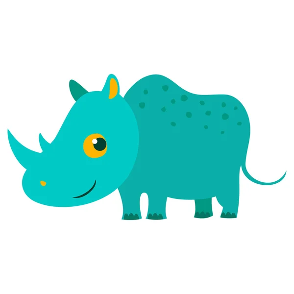 Animal de dessin animé africain isolé personnage vecteur. Rhinocéros . — Image vectorielle