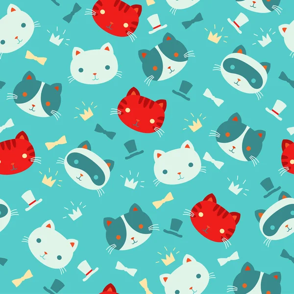 Cute cartoon katten vector naadloze patroon. — Stockvector